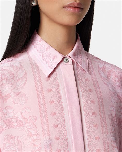 versace pink shirt china|Barocco silk shirt in pink .